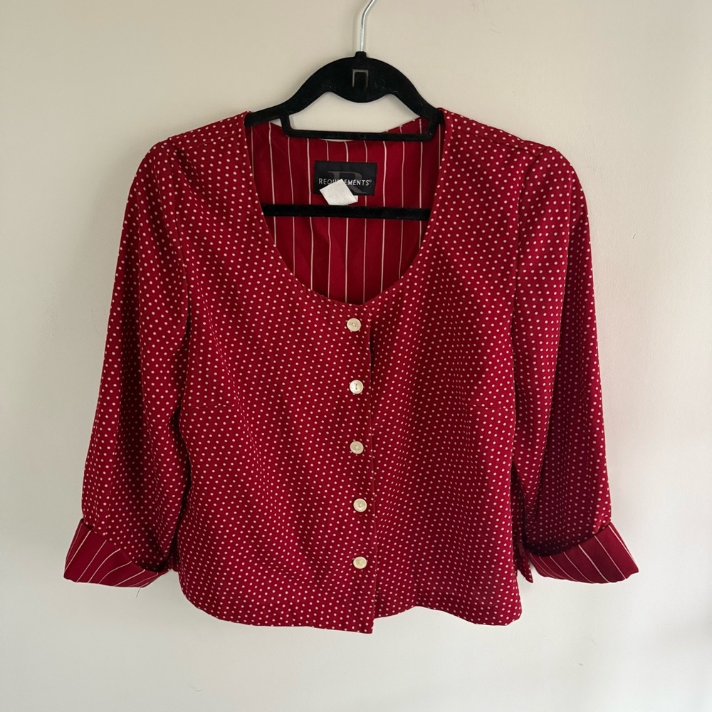 Vintage Red and White Polka Dot Blouse